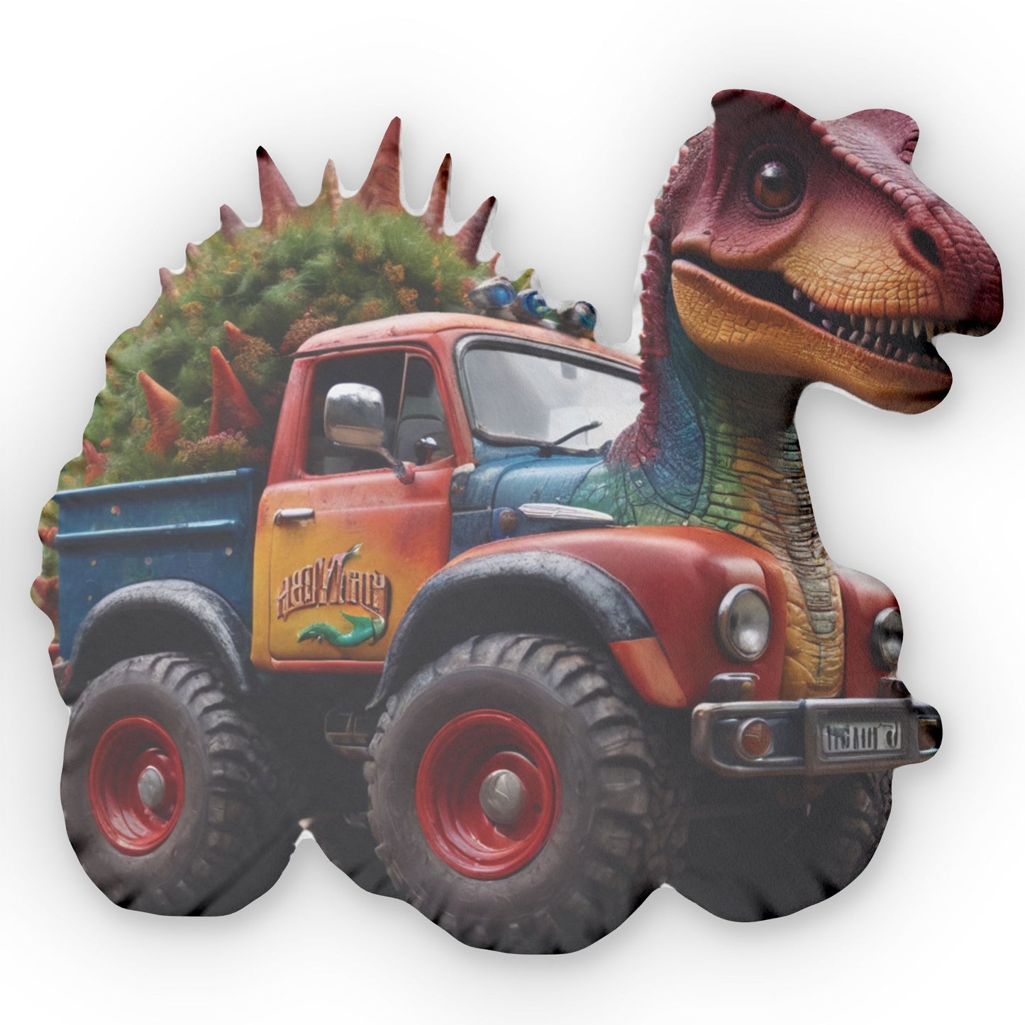 Dino Truck Pillow