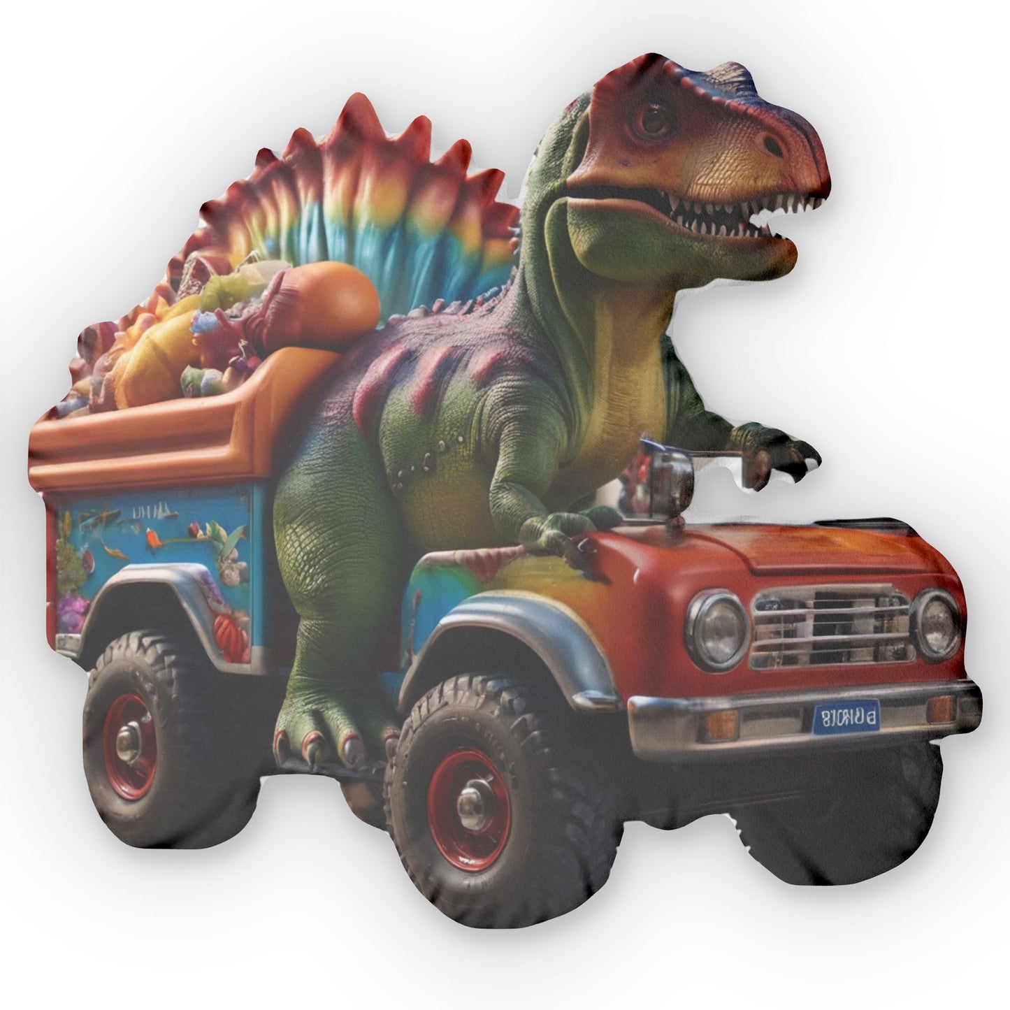 Dino Truck Pillow