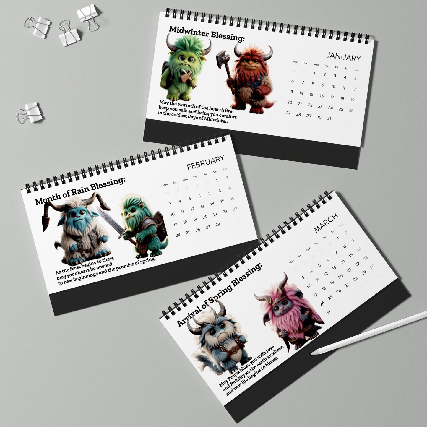 Simplex Desk Calendar (2025 grid)