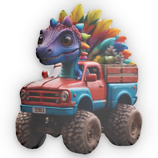 Dino Truck Pillow